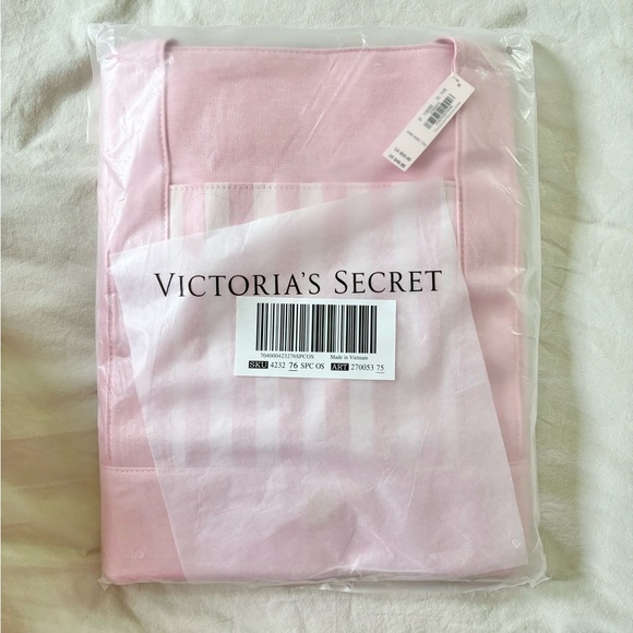 NWT - Victoria's Secret Pink Striped Pocket Tote Bag - Picture 4 of 6